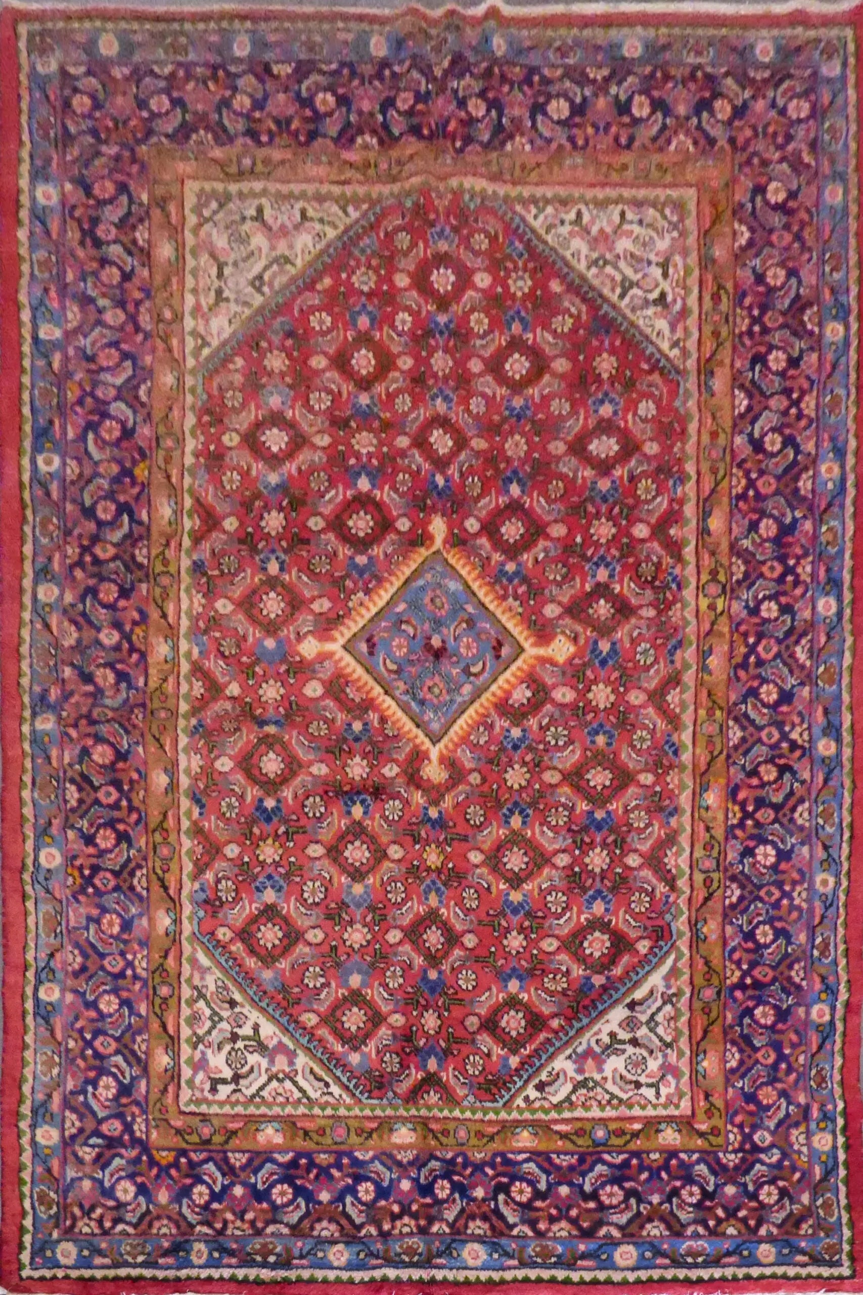 Mahal Semi Antique Hand Knotted Persian Tabriz Rugs Red, 10'4" X 6'9", Panr02935 (Red : 10620)